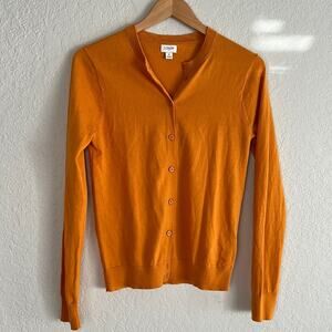 J. Crew Orange Classic Cotton Cardigan Sweater Fall Halloween Pumpkin School